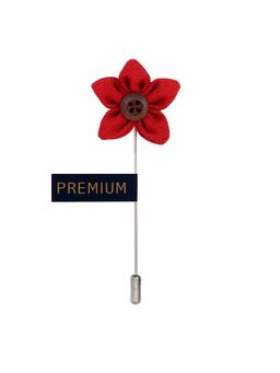 PELUCHE - Brown Button Flower Red Brooch Lapel Pin For Men