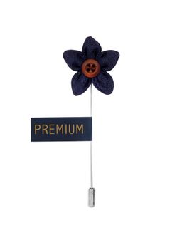 PELUCHE - Brown Button Flower Royal Blue Brooch Lapel Pin For Men