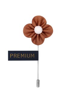 PELUCHE - The Four Petal Flower Brown Brooch Lapel Pin For Men