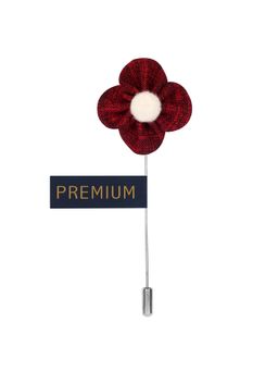 PELUCHE - The Four Petal Flower Maroon Brooch Lapel Pin For Men