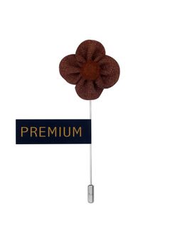 PELUCHE - The Four Petal Classic Flower Brown Brooch Lapel Pin For Men