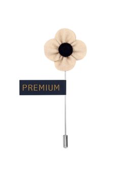 PELUCHE - The Four Petal Classic Flower Cream Brooch Lapel Pin For Men