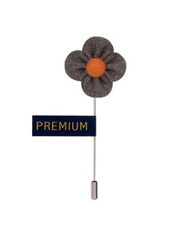 PELUCHE - The Four Petal Classic Flower Grey Brooch Lapel Pin For Men