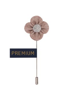 PELUCHE - The Four Petal Classic Flower Khaki Brooch Lapel Pin For Men