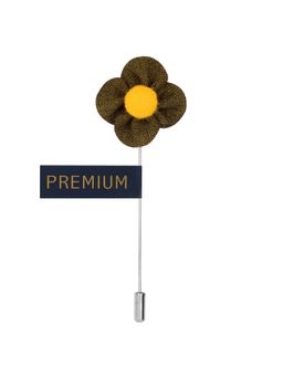 PELUCHE - The Four Petal Classic Flower Olive Brooch Lapel Pin For Men