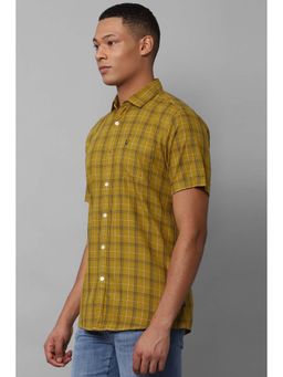 Allen Solly - Men Yellow Regular Fit Check Half Sleeves Casual Shirt