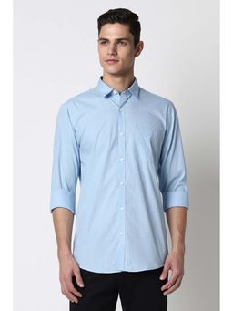 Peter England - Men Blue Slim Fit Print Full Sleeves Casual Shirt