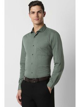 Peter England - Men Green Slim Fit Formal Full Sleeves Formal Shirt