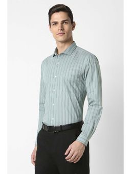 Peter England - Men Green Slim Fit Formal Full Sleeves Formal Shirt
