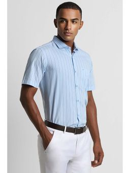 Peter England - Men Blue Regular Fit Formal Half Sleeves Formal Shirt