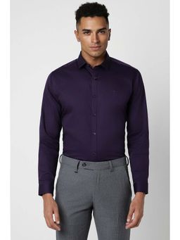 Van Heusen - Men Purple Slim Fit Solid Full Sleeves Party Shirt