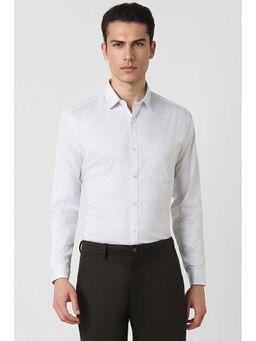 Van Heusen - Men White Slim Fit Print Full Sleeves Party Shirt
