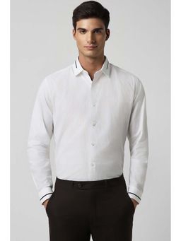 Van Heusen - Men White Slim Fit Textured Full Sleeves Party Shirt