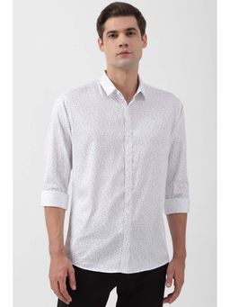 Van Heusen - Men White Slim Fit Print Full Sleeves Shirt