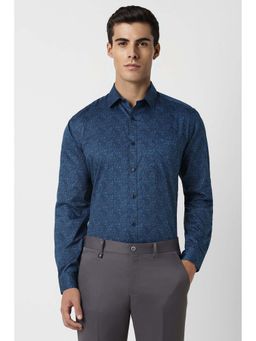 Van Heusen - Men Blue Slim Fit Solid Full Sleeves Party Shirt