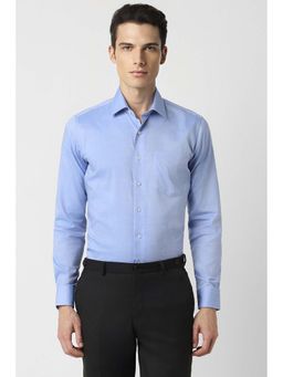 Van Heusen - Men Blue Slim Fit Solid Full Sleeves Formal Shirt