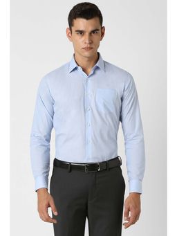 Van Heusen - Men Blue Slim Fit Solid Full Sleeves Formal Shirt
