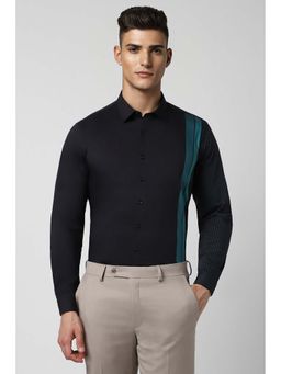 Van Heusen - Men Black Slim Fit Stripes Full Sleeves Formal Shirt