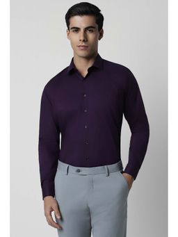 Van Heusen - Men Purple Slim Fit Solid Full Sleeves Formal Shirt