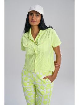 TERRA LUNA - Women's Lime Green Amelia 100% Cotton Half Sleeve Shirt