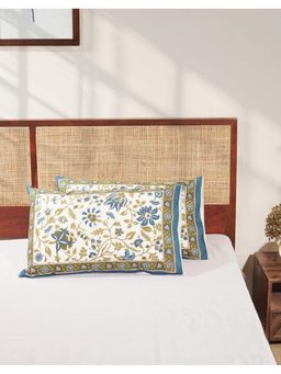 Fabindia - Green Gulzar Printed Cotton Pillow Covers (Pack of 2)
