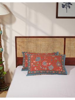 Fabindia - Red Gulzar Printed Cotton Pillow Covers (Pack of 2)