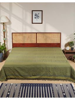 Fabindia - Green Hand Woven Cotton Bed Cover (Double)