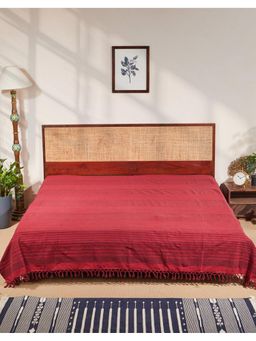 Fabindia - Red Hand Woven Cotton Bed Cover