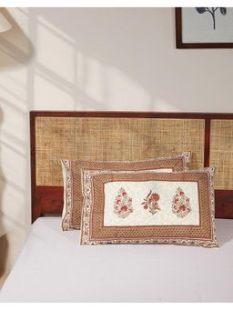 Fabindia - Orange Tarika Hand Block Printed Cotton Pillow Covers (Pack of 2)