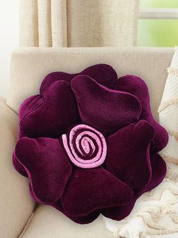 Kuber Industries - Flower Cushion Soft & Decorative Cushions For Living Room Bed Purple (16x16 Inches)