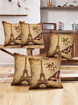 Kuber Industries - Cushion Cover Rectangle cushion Cover Brown (Pack of 5) (16x16 Inches)