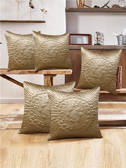 Kuber Industries - Sofa Cushion Covers cushion Cover Gold (Pack of 5) (16x16 Inches)