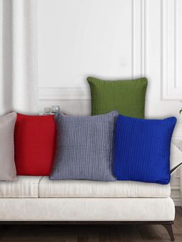 Kuber Industries - Embossed Stripes Cushion Cover cushion Cover Multi-Color (Pack of 5) (16x16 Inches)
