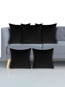 Kuber Industries - Cushion Pillow Filler Premium Sofa Cushion Cover Black (Pack of 5) (16x16 Inches)