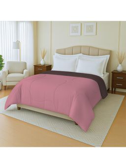 Mayfair Homes London - 100% Cotton Plain Pink & Brown Reversible Double Bed Ac Comforter 150Gsm