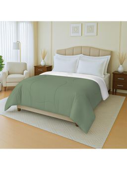 Mayfair Homes London - 100% Cotton Plain Green & White Reversible Double Bed Ac Comforter 150Gsm