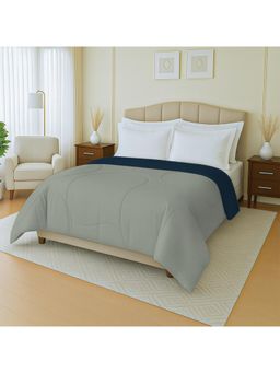 Mayfair Homes London - 100% Cotton Plain Navy Blue & Grey Reversible Double Bed Ac Comforter 150Gsm