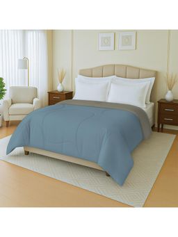 Mayfair Homes London - Plain Light Blue & Light Grey Reversible Double Bed Ac Comforter 150Gsm