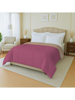 Mayfair Homes London - 100% Cotton Plain Beige & Pink Reversible Double Bed Ac Comforter 150Gsm