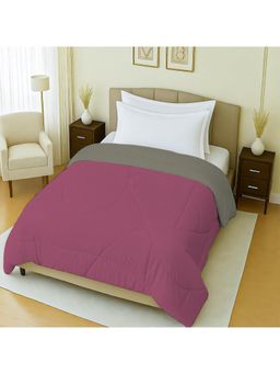 Mayfair Homes London - 100% Cotton Plain Pink & Grey Reversible Single Bed Ac Comforter 150Gsm