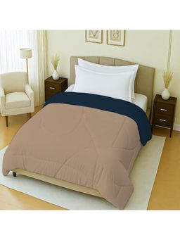 Mayfair Homes London - 100% Cotton Plain Navy Blue & Beige Reversible Single Bed Ac Comforter 150Gsm