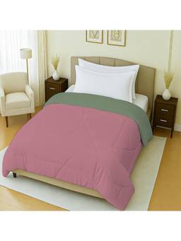 Mayfair Homes London - 100% Cotton Plain Green & Pink Reversible Single Bed Ac Comforter 150Gsm