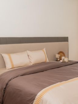 Sadyaska - Oats Beige Taupe Stella Cotton Embroidered Duvet Cover (Super King)