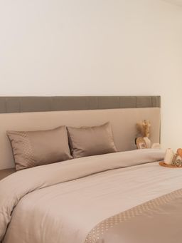 Sadyaska - Mocha Beige Tessa Cotton Embroidered Duvet Cover (Super King)