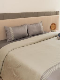 Sadyaska - Slate Sage Green Stella Cotton Duvet Cover With Bedsheet and 2 Pillow Covers (Super King)