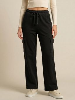WINEBERRY - Women Black Regular Fit Cargos Cargo