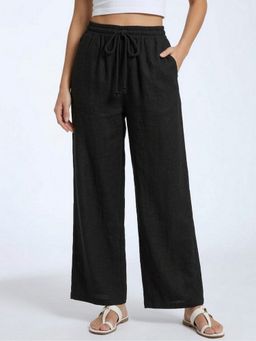 WINEBERRY - Women Straight Fit Black Track Pant