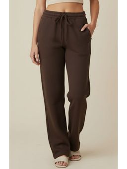 WINEBERRY - Women Brown Relaxed Straight-Leg Track Pant