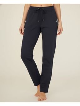 WINEBERRY - Women Navy Blue Relaxed Straight-Leg Track Pant