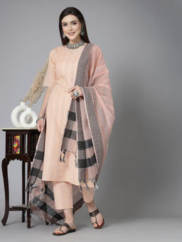 Stylum - Womens Woven Design Cotton Blend Straight Kurta and Pant with Dupatta (Set of 3)